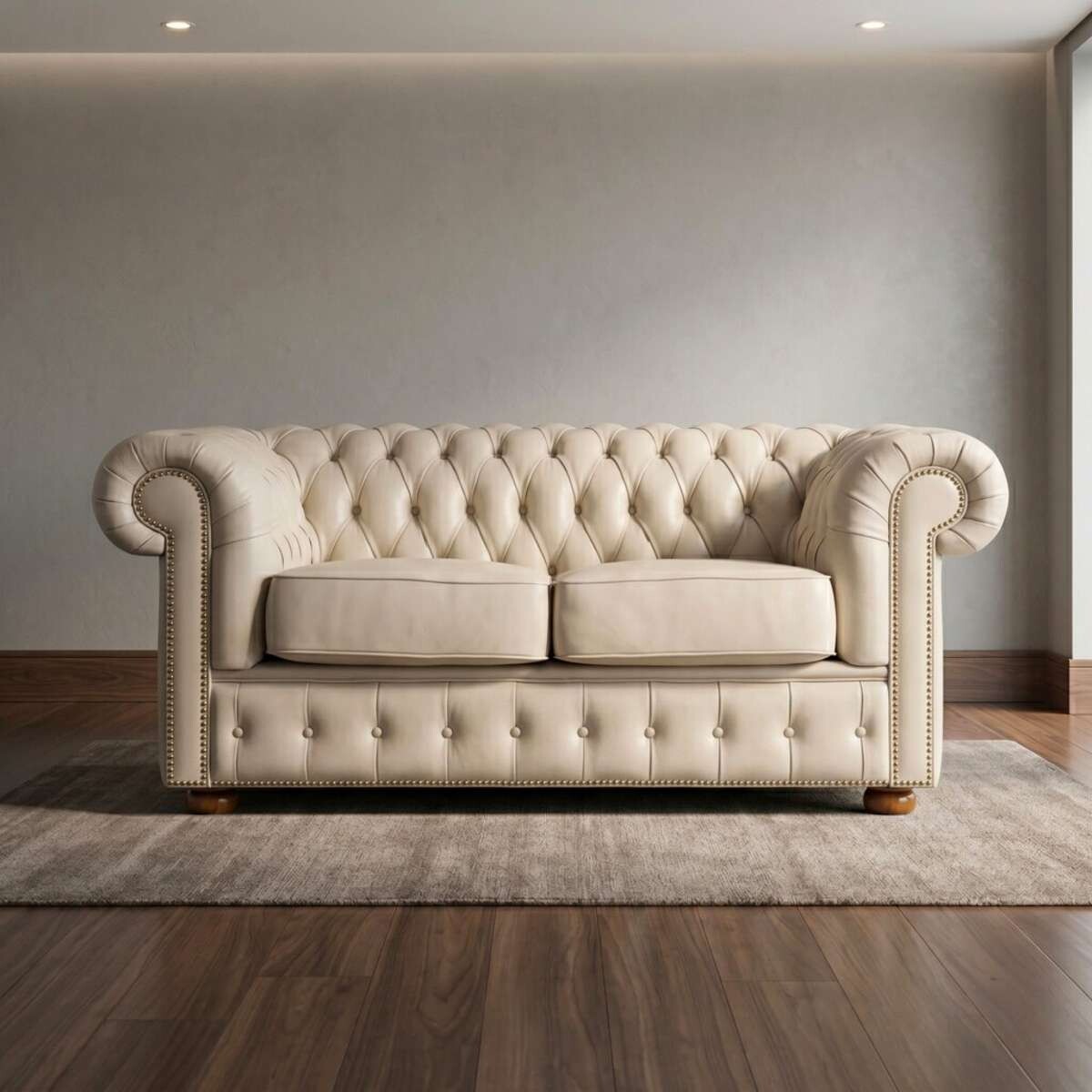 Sillon 100% Cuero 2 Cuerpos Chesterfield - Arena 