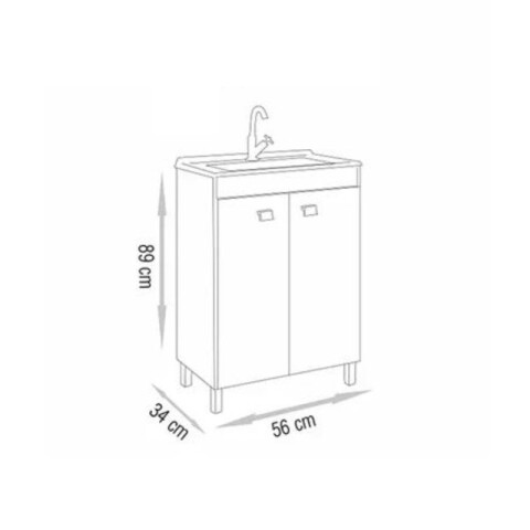 Mueble de Baño de Pie Atenea (56 cm) | Bicolor Blanco/Carvalho con Bacha de Marmolina Mueble de Baño de Pie Atenea (56 cm) | Bicolor Blanco/Carvalho con Bacha de Marmolina