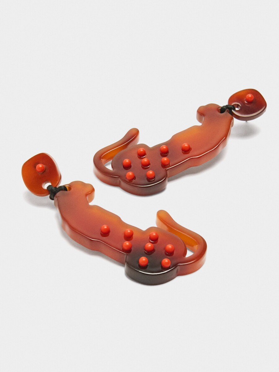 Pendientes Maxi Tigre De Resina multicolor