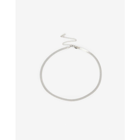 Collar Corto De Acero Plateado