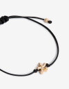 Pulseras Flexibles Cordón Pulsera Ajustable Con Dije Bañado En Oro - Dorado