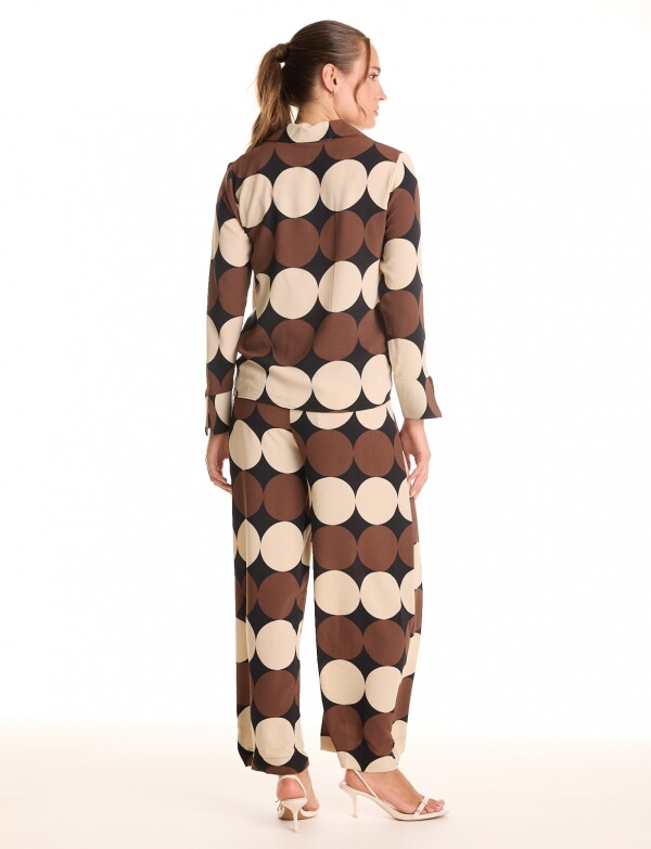 Conjunto Camisa Nudo & Pantalón Wide Leg MARRON/MULTI