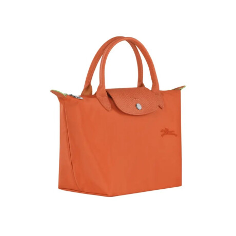 Longchamp -Cartera Longchamp plegable de nylon con cierre y asa corta, Le pliage green S Naranja