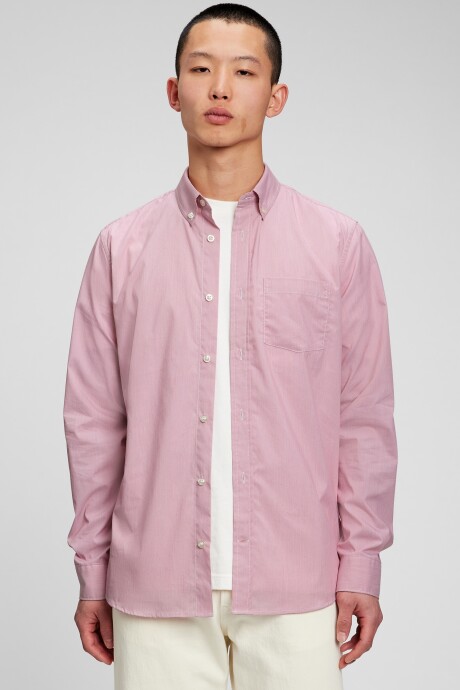 Camisa Poplin Standard Hombre Pink Standard