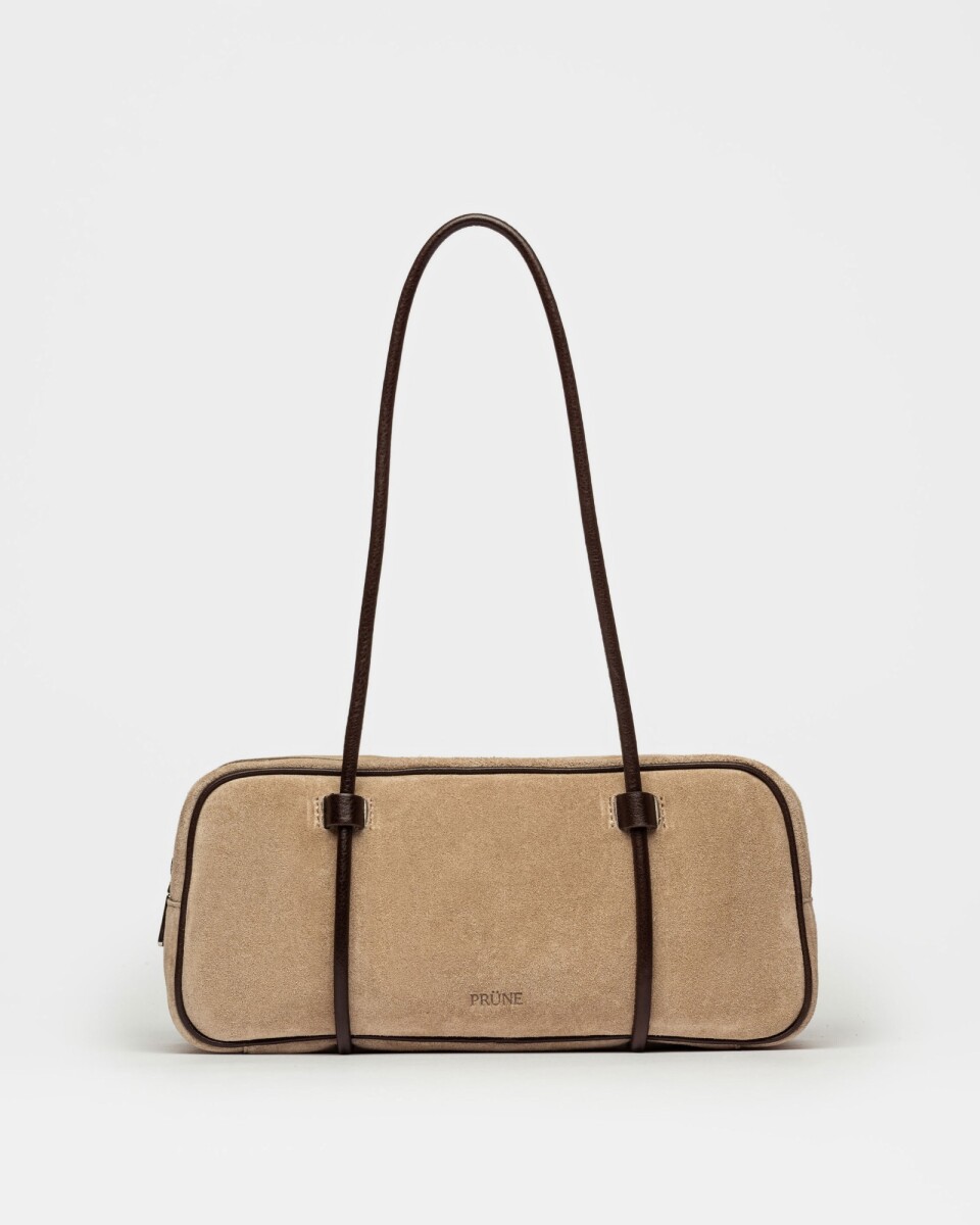 Cartera al hombro Horizon en cuero gamuza - Vison 