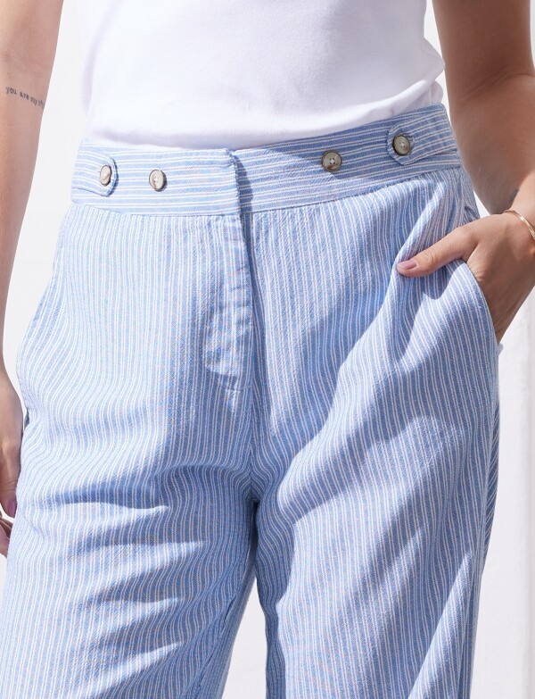 Pantalon Lino Wide CELESTE/MULTI