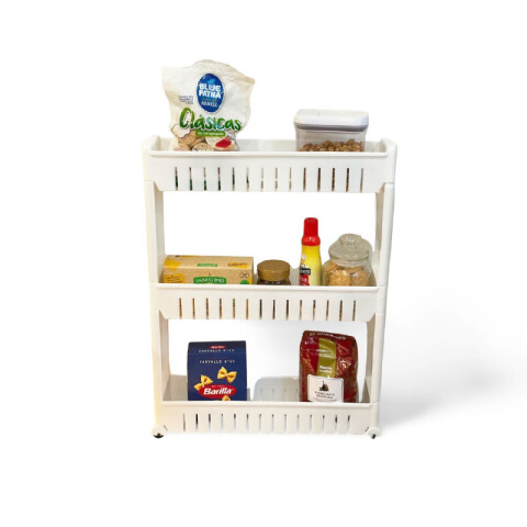 Carrito Organizador con rueditas 3 niveles blanco y gris Carrito Organizador Con Rueditas 3 Niveles Blanco Y Gris