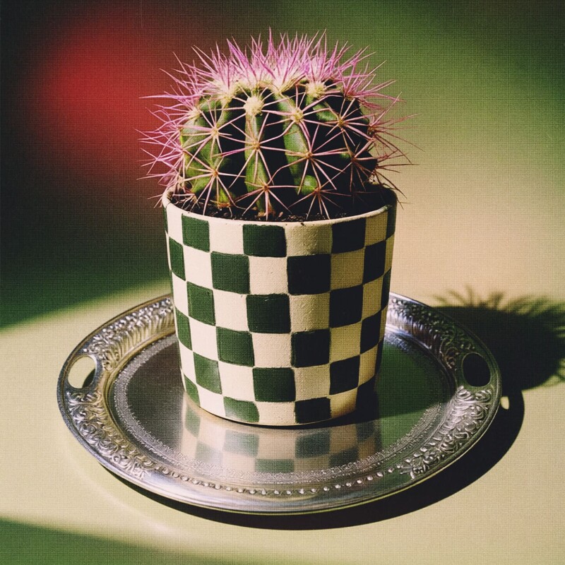 Maceta de cerámica Damero verde