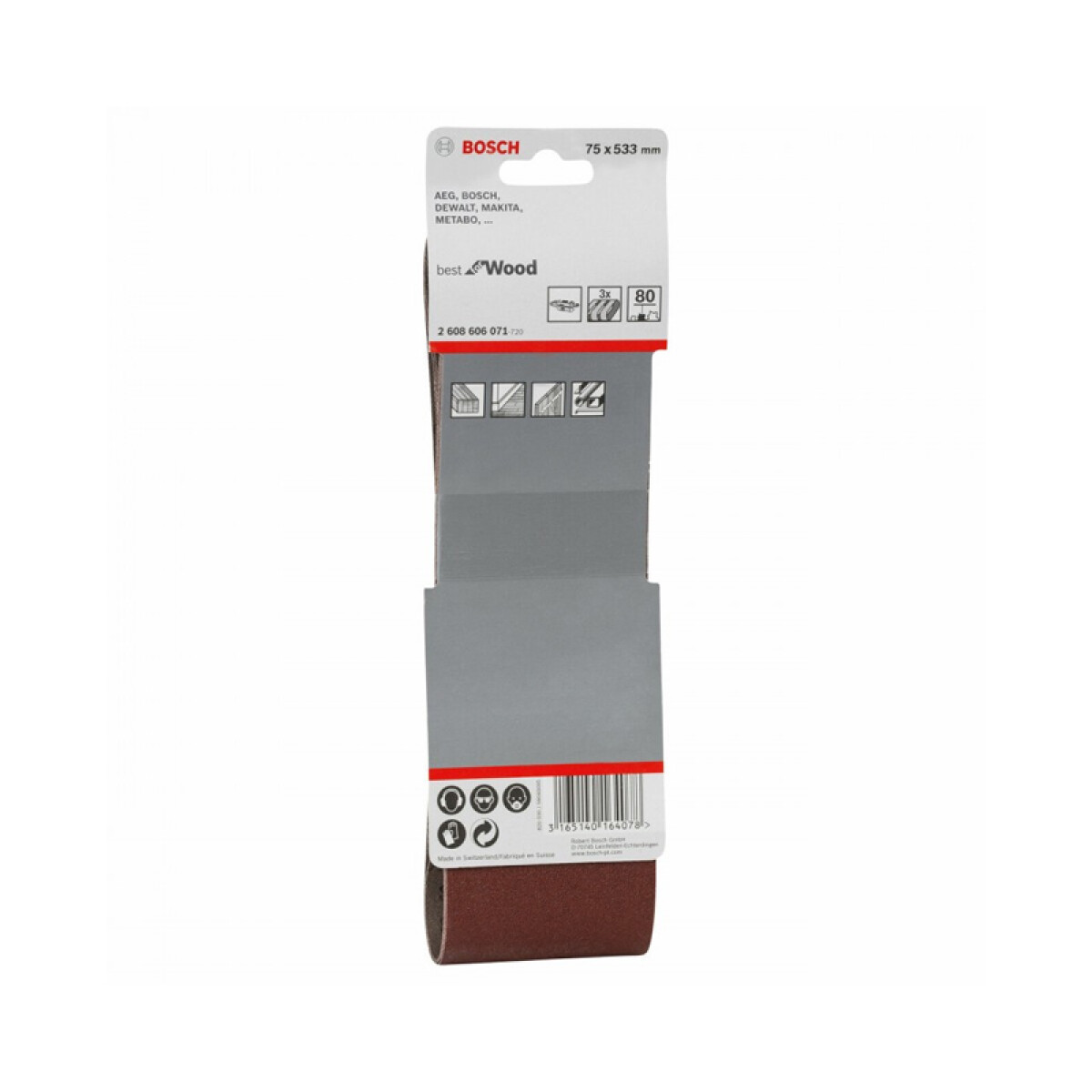3 Lijas de banda p/madera grano 80 75x533mm Bosch - BS4436 