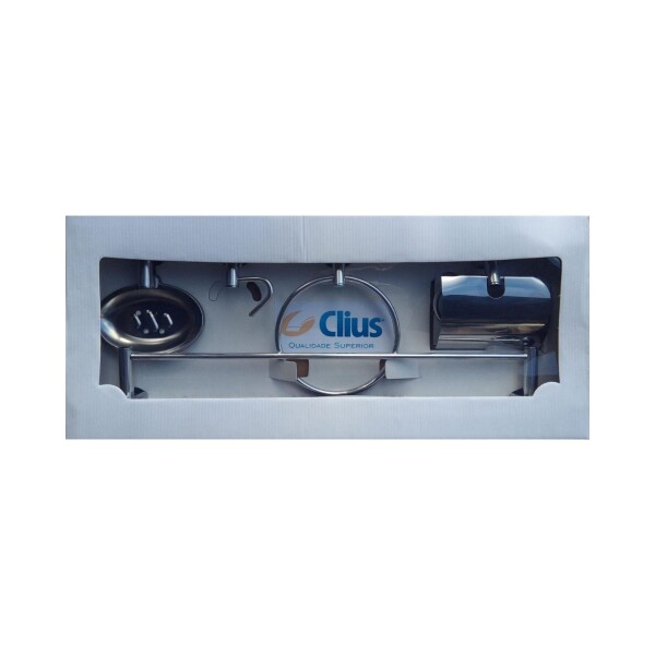 KIT BAÑO ACERO INOX CLIUS 5P Kit Baño Acero Inox Clius 5p