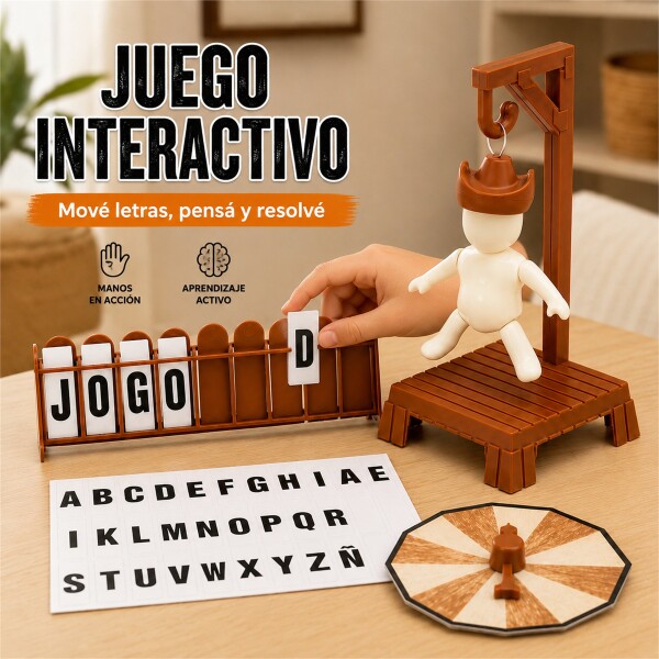 Juego de Mesa Ahorcado con Letras y Piezas de Encastre Marrón