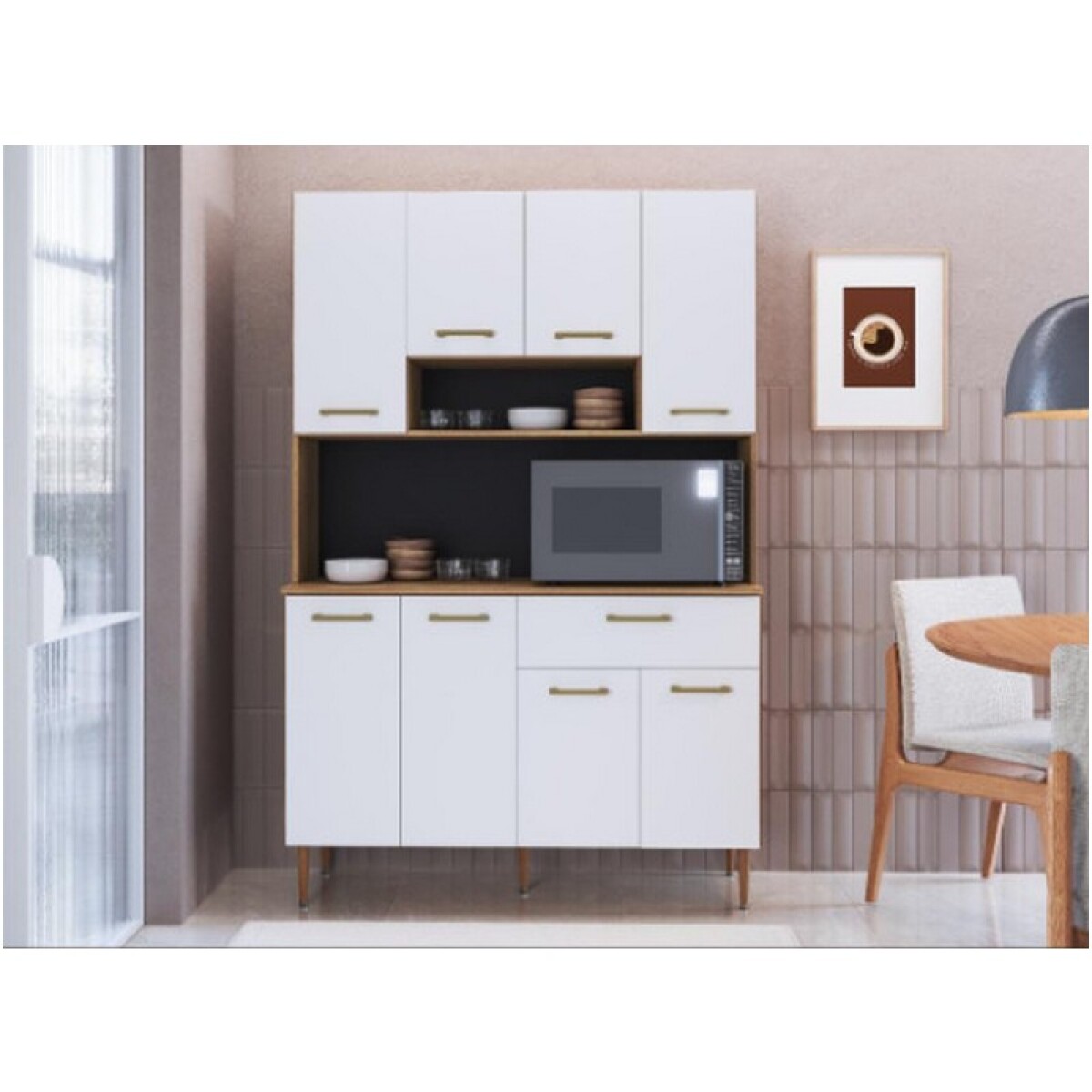 KIT COCINA ARTECAS 8 PUERTAS 1 CAJON NOGAL/BLANCO 