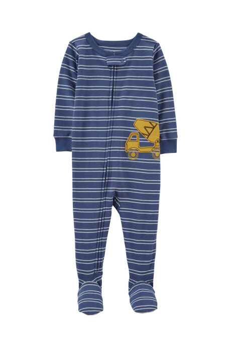 Pijama una pieza de algodón con pie, estampa camión Pijama una pieza de algodón con pie, estampa camión