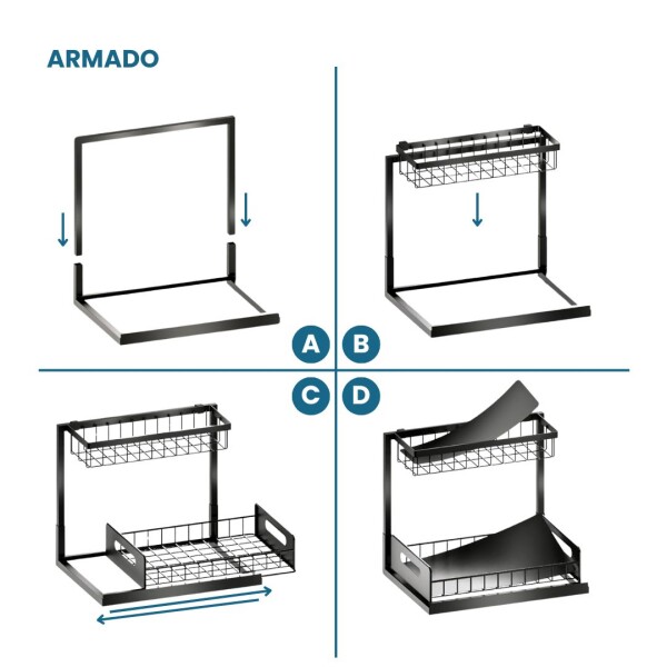 Organizador De 2 Niveles Estante Cocina baño alacena Metal Multiuso Bajo o Sobre Mesada Imback Organizador De 2 Niveles Estante Cocina baño alacena Metal Multiuso Bajo o Sobre Mesada Imback