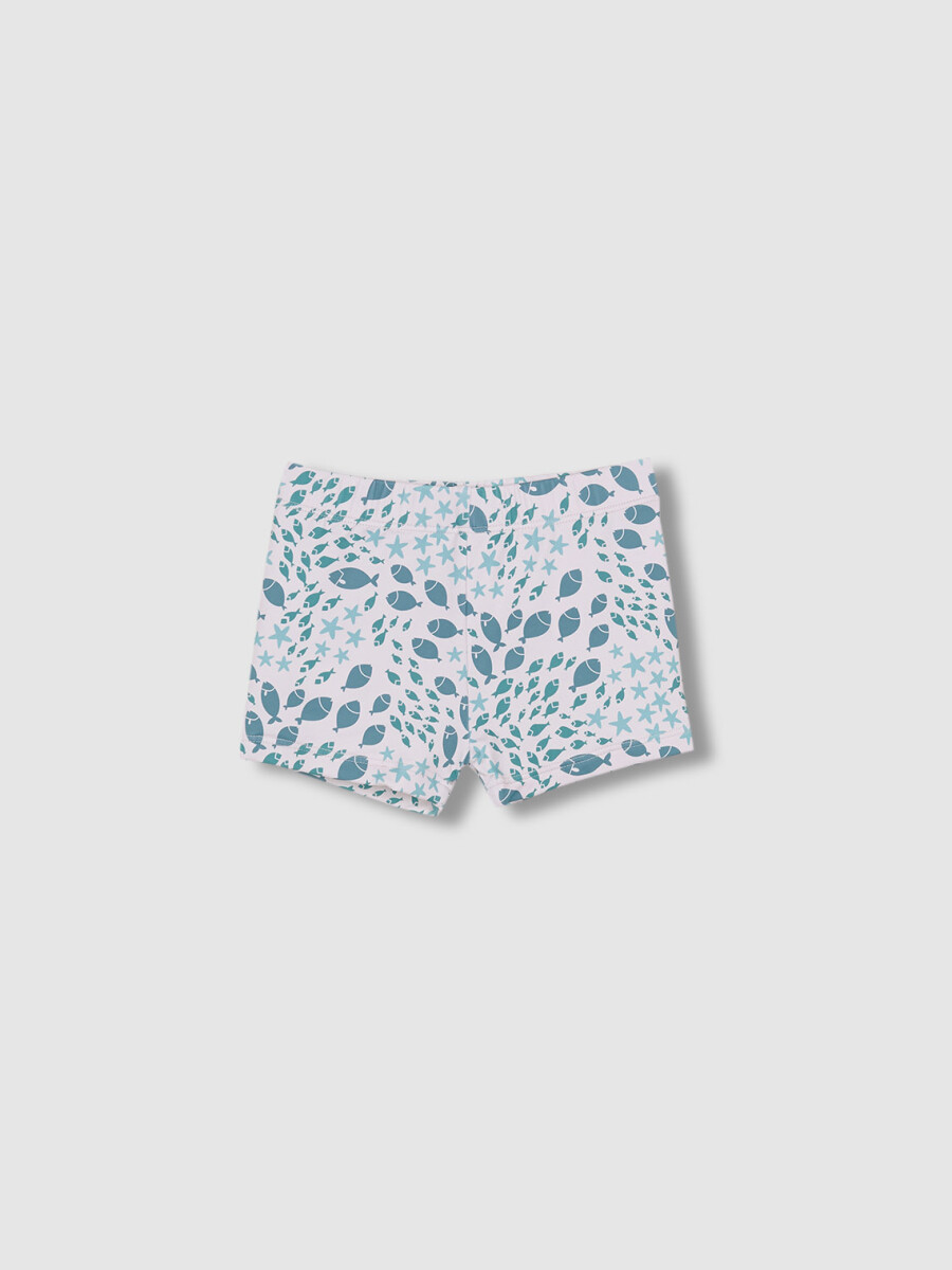 Bañador De Estampado Peces Blanco