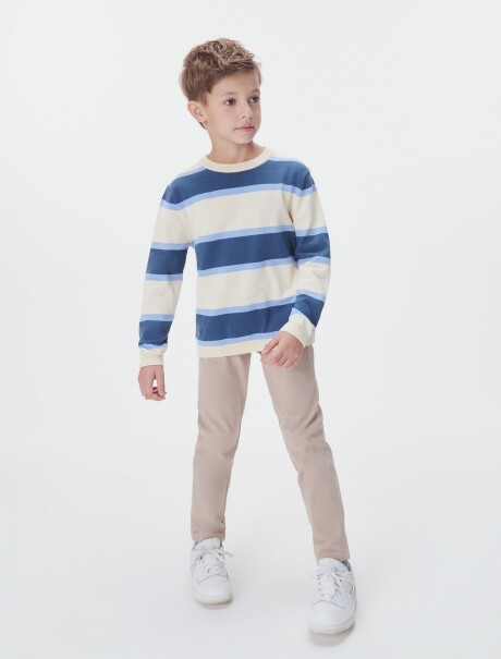 BUZO INFANTIL DE PUNTO A RAYAS BEIGE