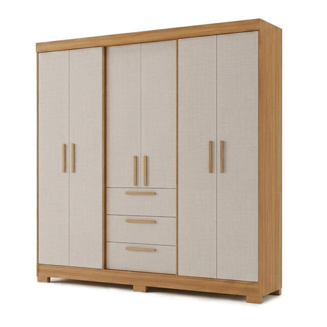 ROPERO 6 PUERTAS 3 CAJONES GUARDARROPA ARMARIO CLOSET PLACARD Color madera
