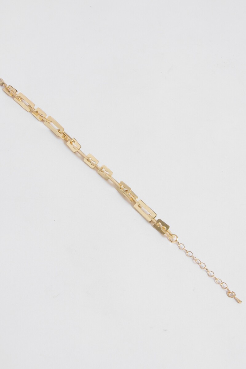Pulsera argollas retangulares dorado
