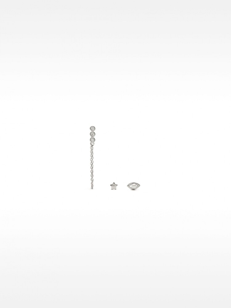 Set De Pendientes Circonitas Y Perla De Agua Dulce - Plata De Ley 925 plateado