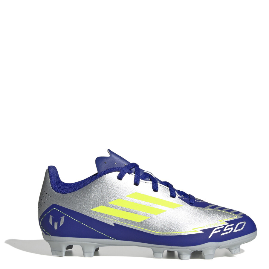 Championes de Niños Adidas Futbol 5 F50 Club TF Messi Plateado - Azul - Amarillo