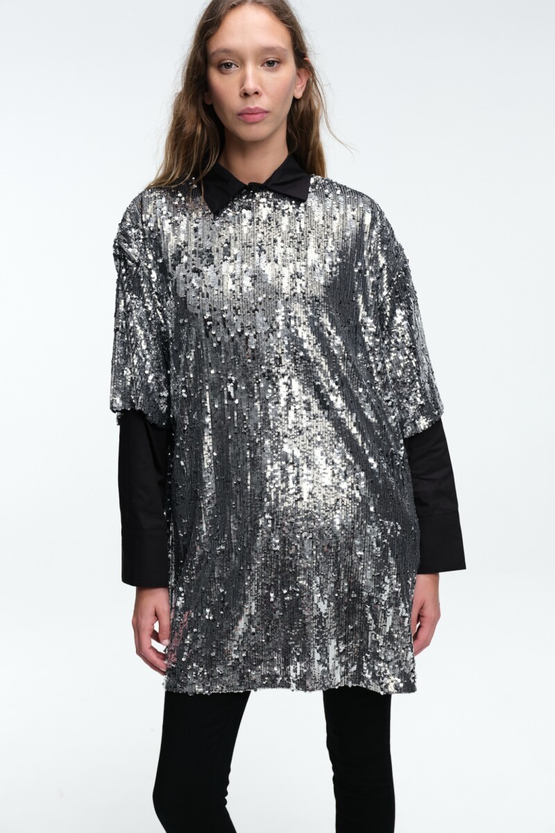 VESTIDO LENTEJUELAS Plata