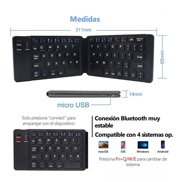 Teclado Plegable Inalámbricos Ledstar As-086 TECLADO LEDSTAR PLEGABLE BLUETOOTH AS086