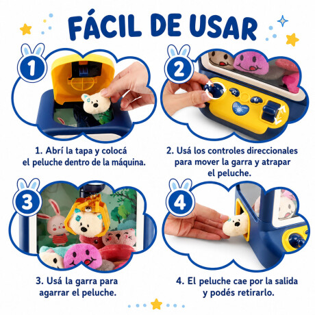 Mini Máquina Atrapa Peluches Conejo Luz Y Sonidos 60s USB-C Azul