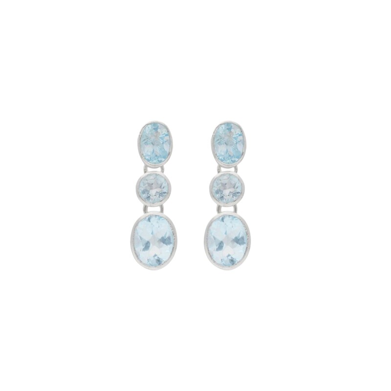 Caravanas Giuliana-Plata rodinada 925-Piedra Topacio azul-CA2021 conpiedra