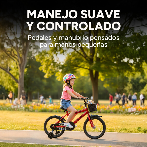 Bicicleta Infantil Shengdi R16 Canasto Parrilla Guardabarros Rojo 1