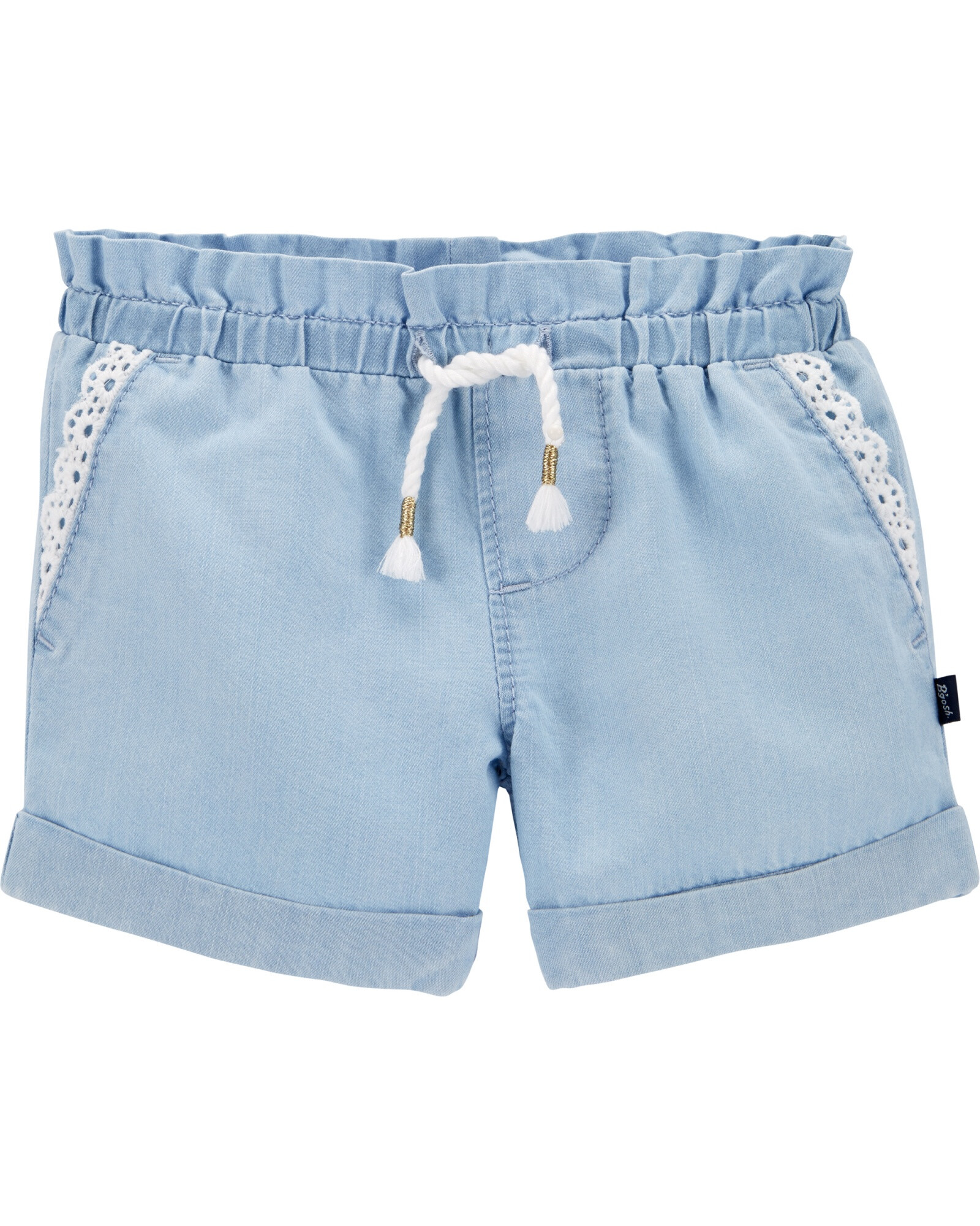 Short de jean con cordón y bolsillos 0