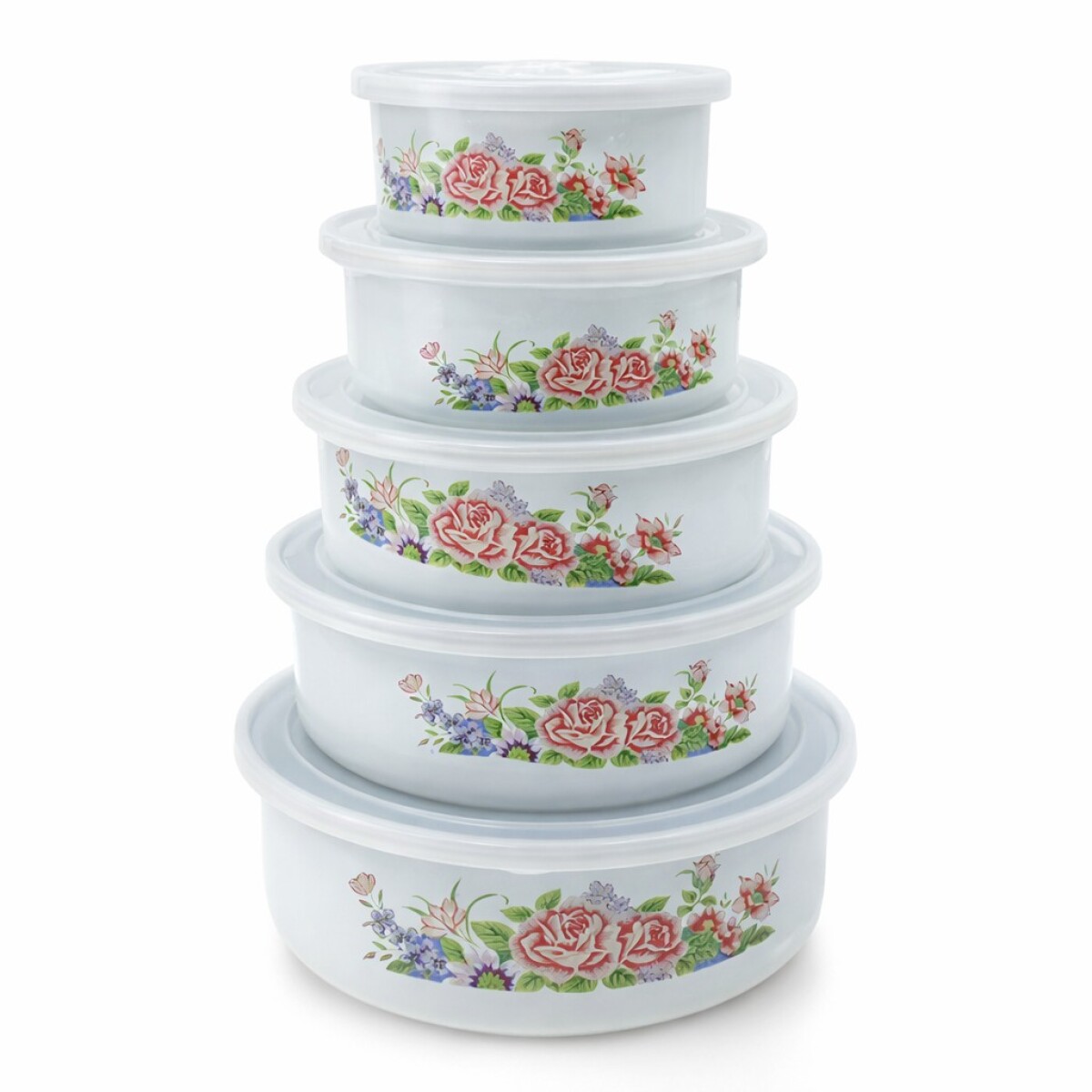 BOWL CON TAPA ENLOZADO SET x5 