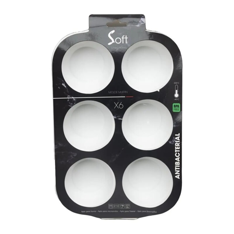 Molde para muffin x6 antiadherente 27,5x18,5x3,5 cm BLANCO