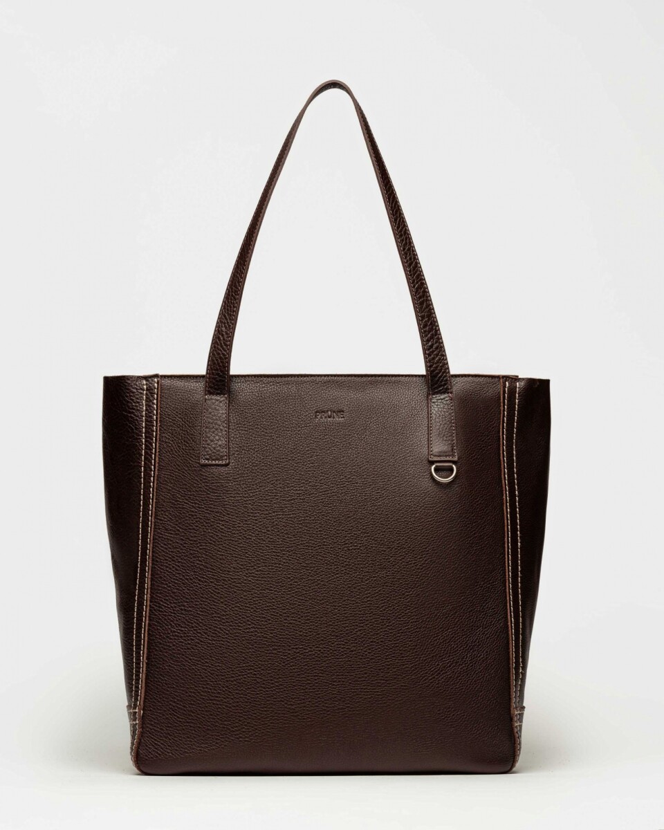 Shopper Vera en cuero graneado - Chocolate 