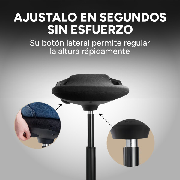 Taburete Banco Ergonómico Ajustable 360° HYBRICHAIR FLOW V2 Color Negro