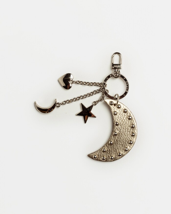 Llavero Starry Night en cuero graneado metalizado Platino