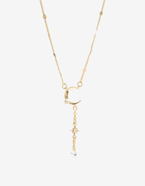 Cadena Corta con Dije Cubic zirconia Collar Luna Con Cubic Zirconia - Dorado