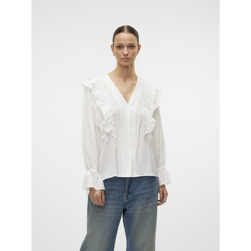VMKAUSA FRILL LS TOP WVN GA SNOW WHITE