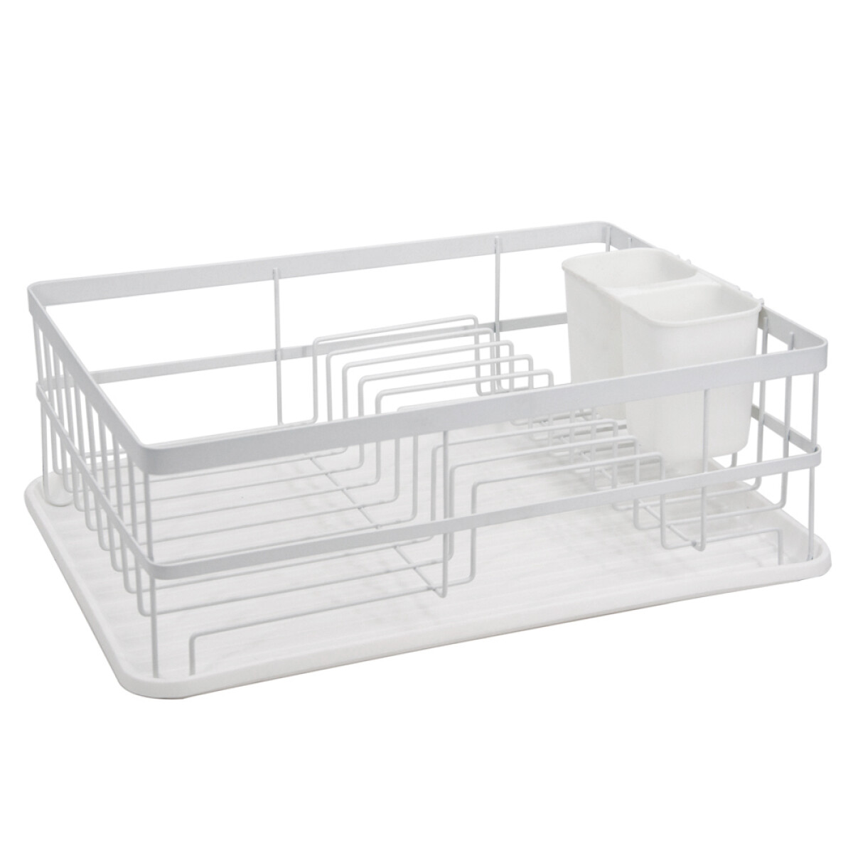 Escurridor de Platos Selecta Blanco con Bandeja y Cubiertero 40x30x14 cm 