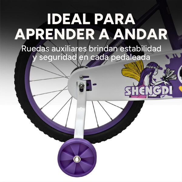 Bicicleta infantil Shengdi Rodado 18 Canasto Parrilla Hadas Color Violeta
