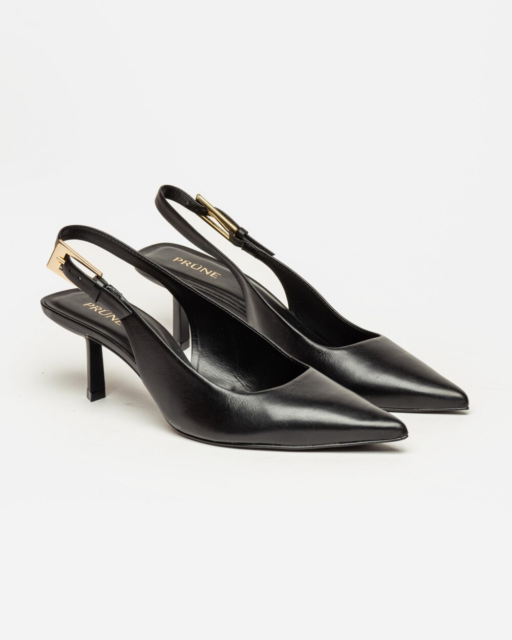Stiletto Naomi en cuero liso Negro