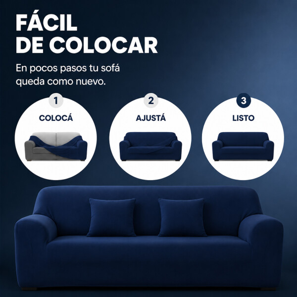 Cubre Sofá Elástico Elastizado Funda 3 Cuerpo Plaza Variante Color Azul