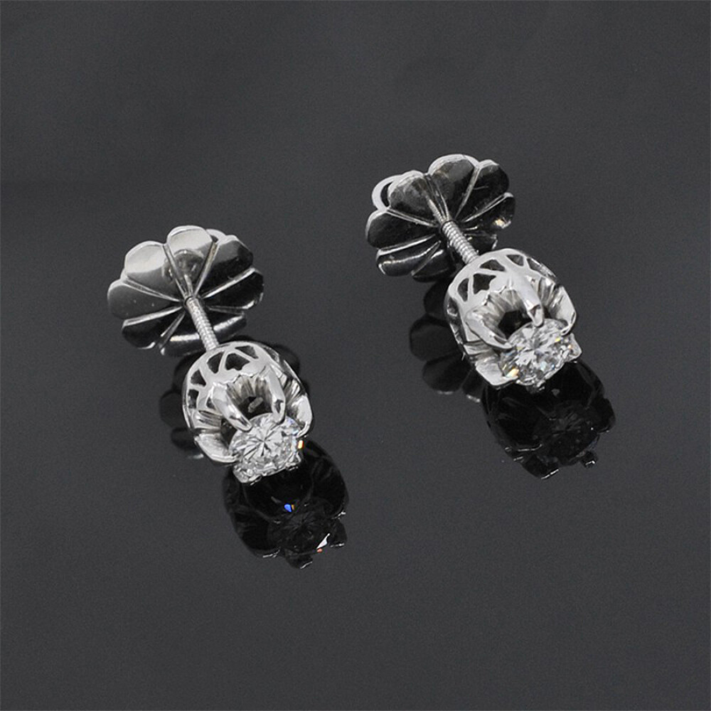 Caravanas En Oro 18K Blanco Y Brillantes Caravanas En Oro 18K Blanco Y Brillantes