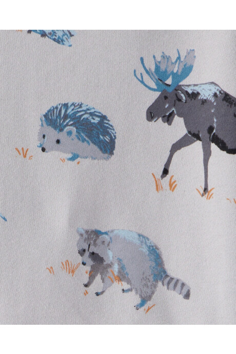 Set dos piezas de algodón orgánico afelpado, pantalón y buzo, diseño bosque Sin color