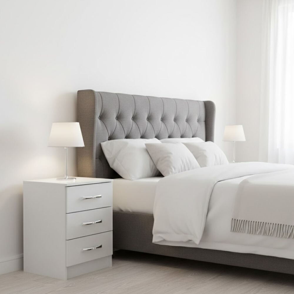 MESA DE LUZ O NOCHE TRES CAJONES BLANCO