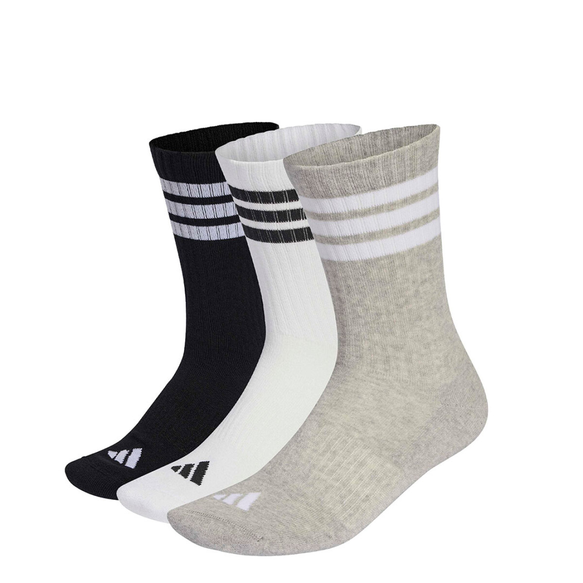 Medias Unisex Adidas 3S Ess C Crw 3P - Negro - Blanco - Gris 