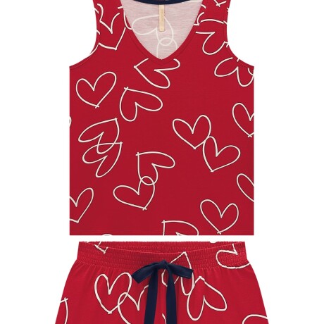 Pijama Corazones Rojo