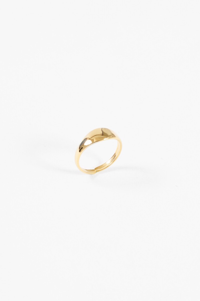 Anillo acero ajustable curvo dorado