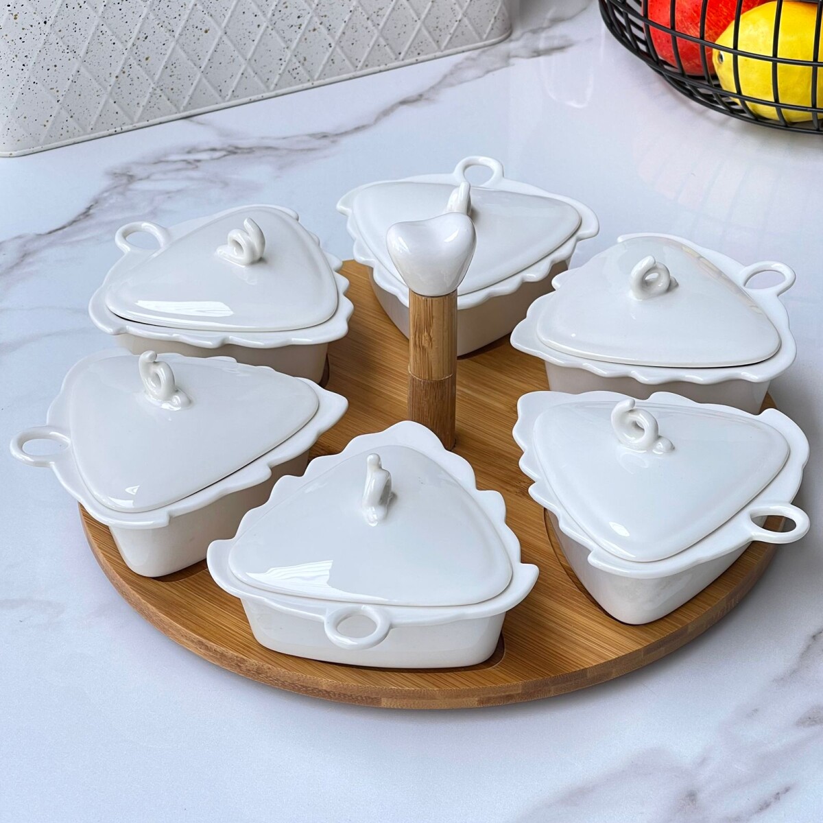 Copetineros Cerámica Base Bambú Para Picada 