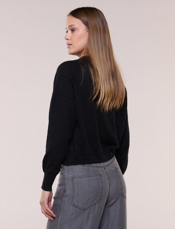 Buzo Cropped Tejido Suave NEGRO