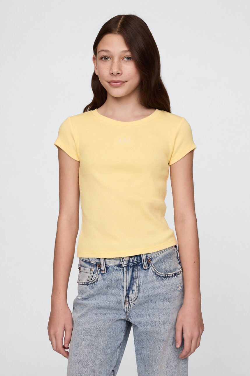 Remera Logo Ribbed Niña Pale Banana 12-0824Tcx